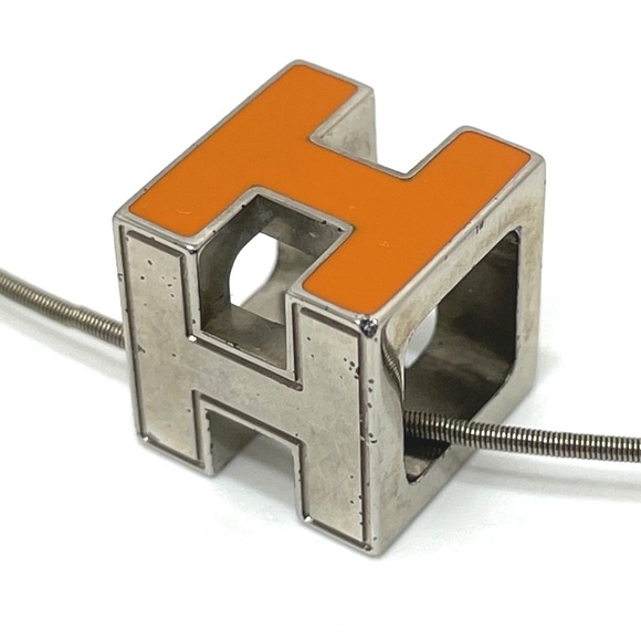 Hermes H cube Necklace Orange x Silver - Picture 4 of 9